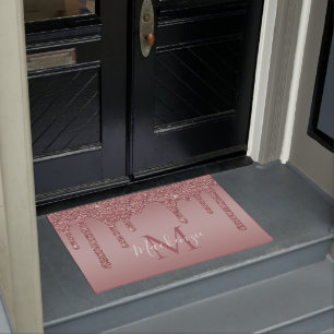 Paillasson Chic Rose Gold Parties scintillant gouttes Monogra