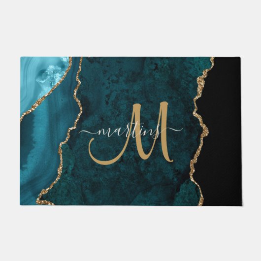 Paillasson Chic Turquoise Gold Parties scintillant Agate Pers (Devant)