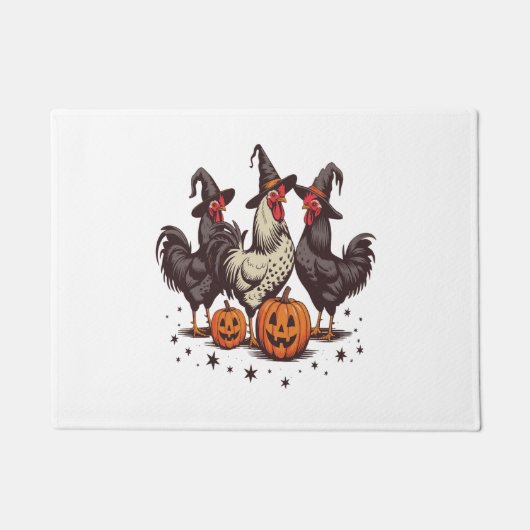 Paillasson Chicken sorcière Citrouille d'Halloween automne (Devant)