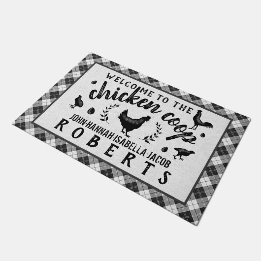 Paillasson Chicket Coop Hen Black Buffalo Check Plaid Large (Incliné)