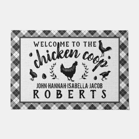 Paillasson Chicket Coop Hen Black Buffalo Check Plaid Large (Devant)