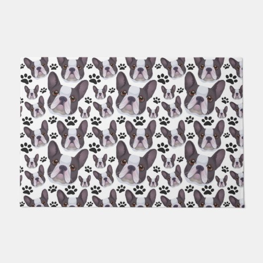 Paillasson Chien à chiots français en peluche (Devant)