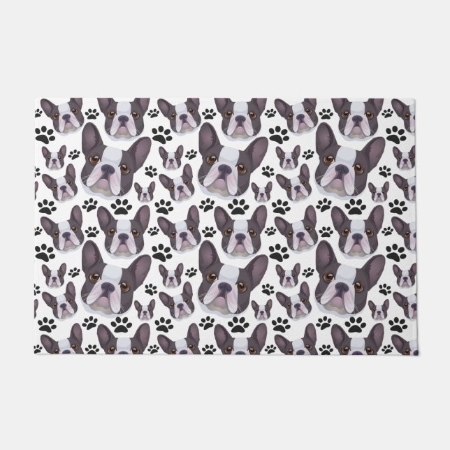 Paillasson Chien à chiots français en peluche (Devant)