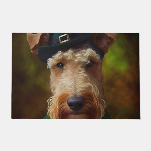 Paillasson chien airedale à la St. Patrick's Day (Devant)