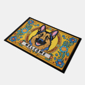 Paillasson Chien berger allemand avec fleurs Accueil (Incliné)