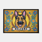 Paillasson Chien berger allemand avec fleurs Accueil (Devant)