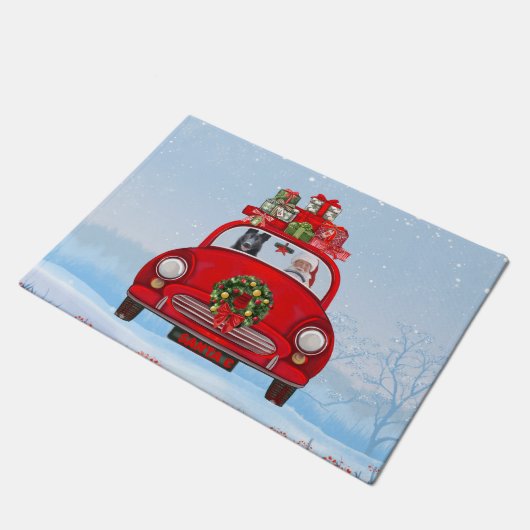 Paillasson Chien berger allemand noir en voiture avec le Père (Incliné)