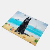 Paillasson Chien berger allemand noir sur la plage (Incliné)