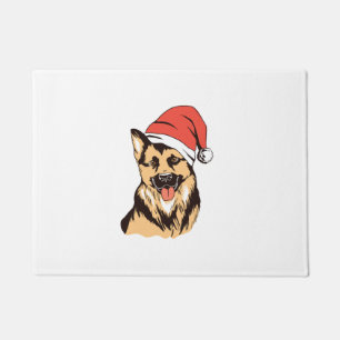 Paillasson Chien berger allemand Santa Hat - Noël drôle