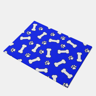 Paillasson Chien Bones et Empreintes de pattes Motif bleu et