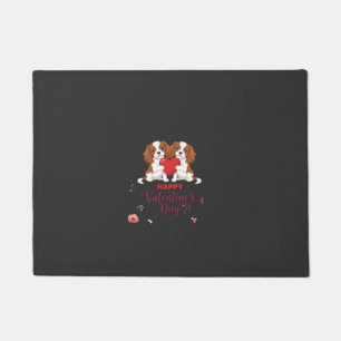 Paillasson Chien Cavalier King Fleuris Joyeuse Saint-Valentin