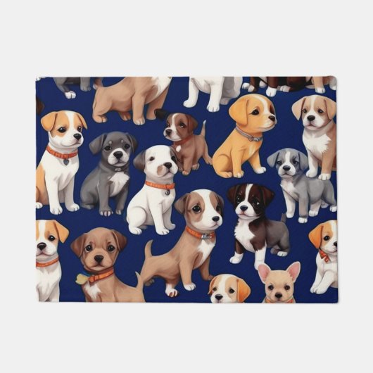 Paillasson Chien Chien Chien bleu de la marine Design Motif (Devant)