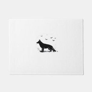 Paillasson Chien de berger allemand � Silhouette de lune d'Ha