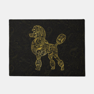 Paillasson Chien de caniche dans le motif de Paisley d'or