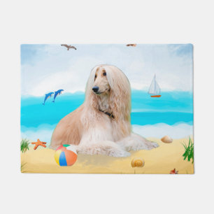 Paillasson Chien de chien afghan sur la plage