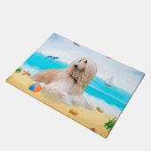 Paillasson Chien de chien afghan sur la plage (Incliné)