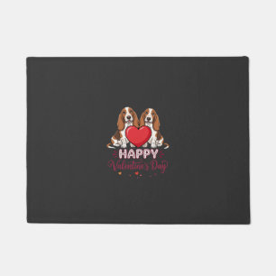 Paillasson Chien de la Saint-Valentin Basset Hound Floral