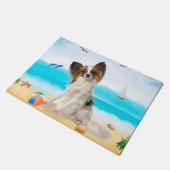Paillasson Chien de Papillon sur la plage (Incliné)