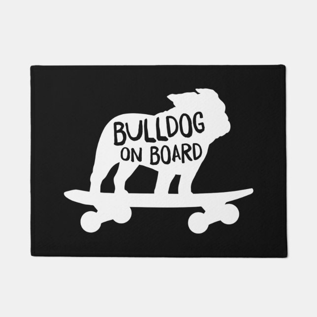 Paillasson Chien de Skateboard Silhouette | Bulldog à bord (Devant)