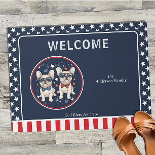 Paillasson Chien de taule français Whimsical Patriotic Rouge