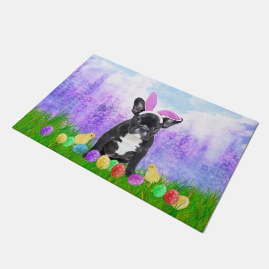 Paillasson Chien de taureau français avec oeufs de Pâques Pou (Incliné)