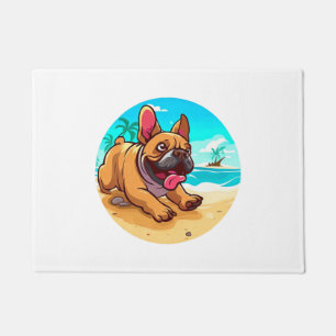 Paillasson Chien de taureau français sur une plage