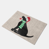 Paillasson Chien de vacances de Noël Black Lab personnalisé (Incliné)