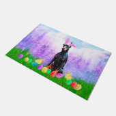 Paillasson Chien Doberman avec oeufs de Pâques Poussins Bunny (Incliné)