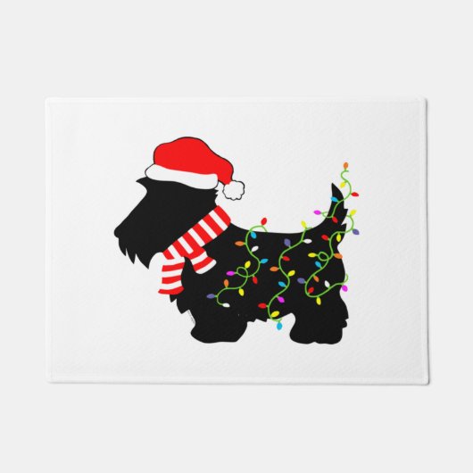 Paillasson Chien écossais de Noël avec lumières (Devant)