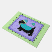 Paillasson Chien écossais noir Accueillant Lime vert Lavande (Incliné)