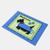 Paillasson Chien écossais noir Bienvenue Blue Green Custom (Incliné)