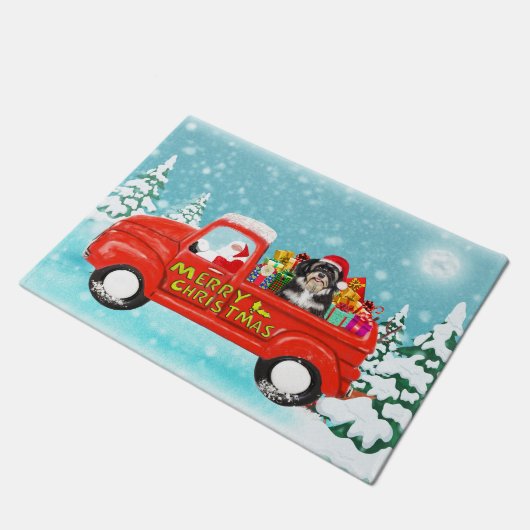 Paillasson Chien Havanais Noël Père Noël Livraison Camion (Incliné)