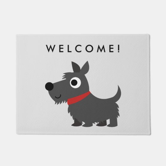 Paillasson Chien mignon de Scottie avec l'accueil rouge de (Devant)