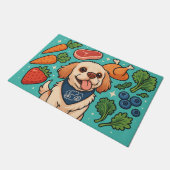 Paillasson Chien mignon entouré d'aliments complets frais (Incliné)