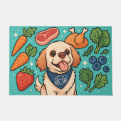 Paillasson Chien mignon entouré d'aliments complets frais (Devant)