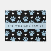 Paillasson Chien Paws, Blue Paws, White Hearts, Votre Nom (Devant)