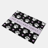Paillasson Chien Paws, White Paws, Lilac Hearts, Votre Nom (Incliné)