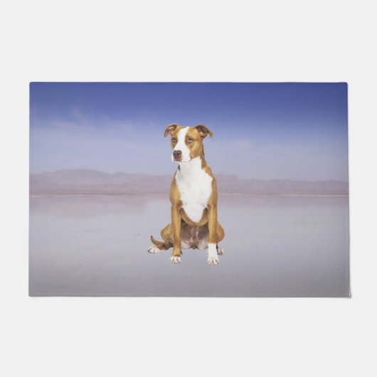 Paillasson Chien Pitbull Assis Sur La Plage (Devant)