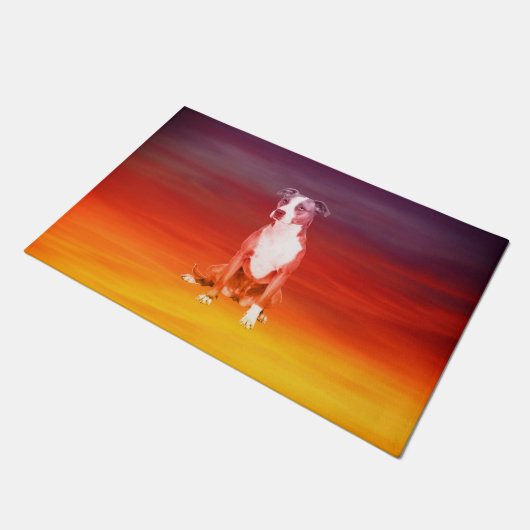 Paillasson Chien Pitbull Assis Sur La Plage (Incliné)