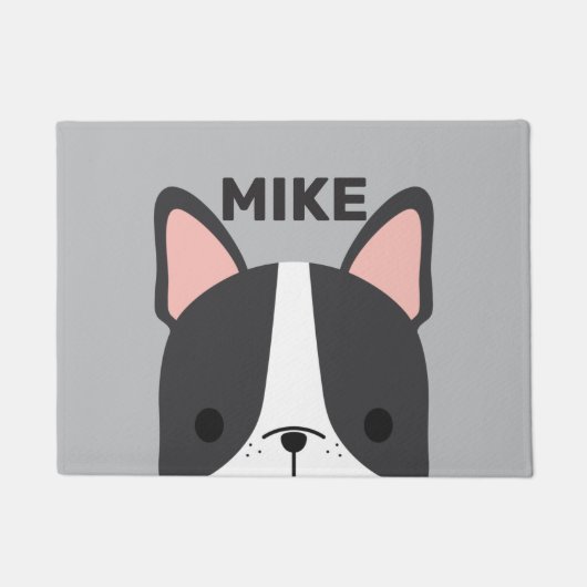 Paillasson Chien-taureau français mignon avec nom personnalis (Devant)