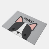 Paillasson Chien-taureau français mignon avec nom personnalis (Incliné)