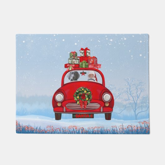 Paillasson Chien Weimaraner En Voiture Avec Le Père Noël (Devant)