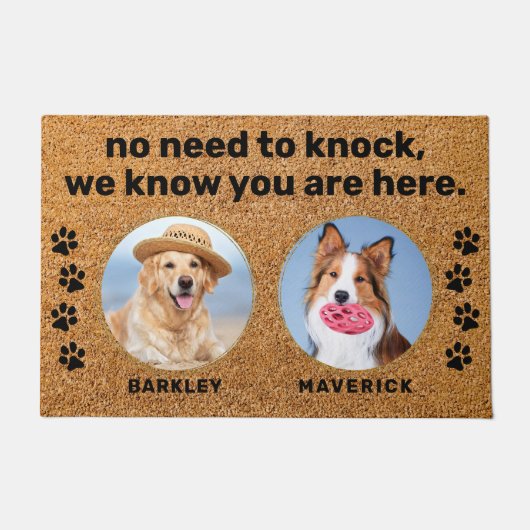 Paillasson Chiens Amusants Pas Besoin De Frapper Personnalisé (Devant)