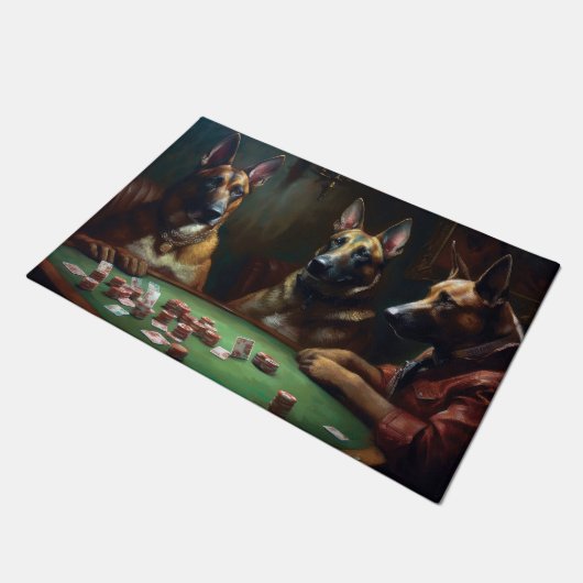 Paillasson Chiens belges de Malinoi jouant au Poker Art (Incliné)