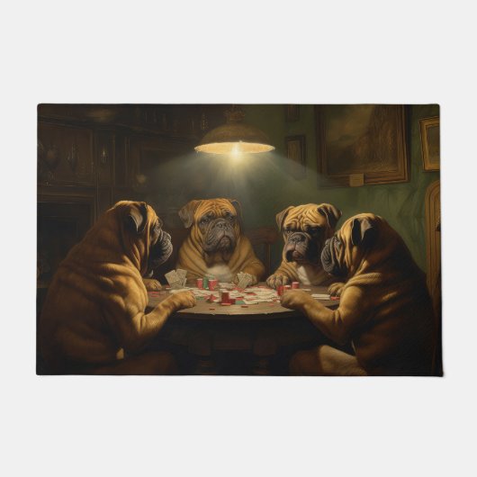 Paillasson Chiens Bullmastiff Jouer Poker Art (Devant)