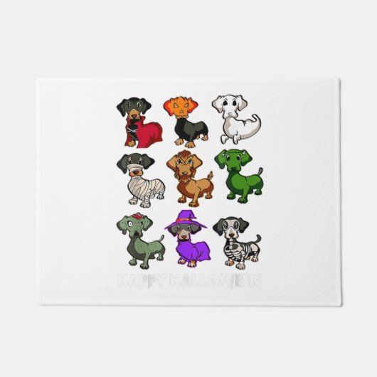 Paillasson Chiens Dachshund Halloween Happy Halloween (Devant)