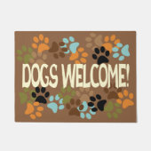 Paillasson Chiens de bienvenue avec conception Pawprint (Devant)