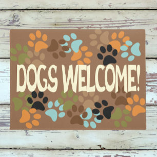 Paillasson Chiens de bienvenue avec conception Pawprint