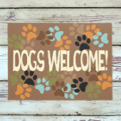 Paillasson Chiens de bienvenue avec conception Pawprint