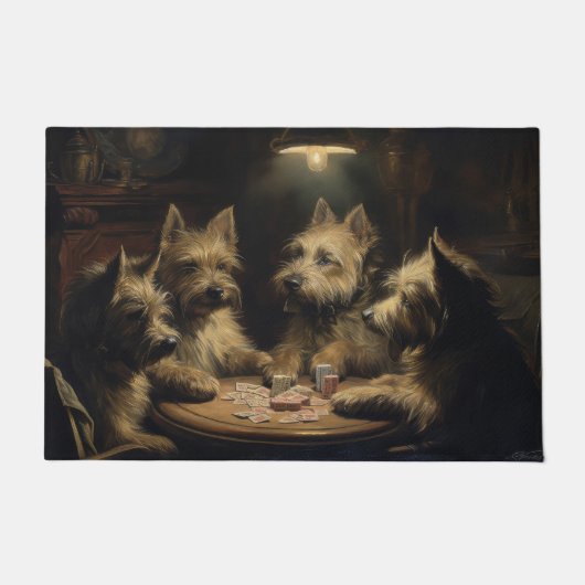 Paillasson Chiens de Cairn Terrier jouant au Poker Art (Devant)